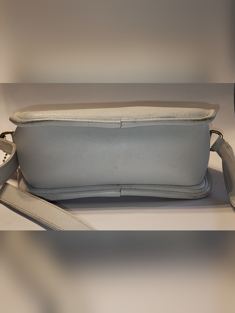 Vintage Coach Cooper Hexagon Leather Crossbody Bag In Bone, #0813-352 - Picture 7 of 9